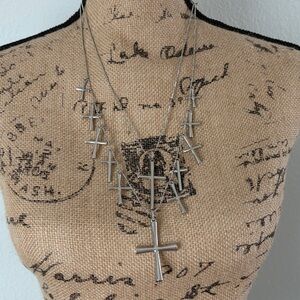 Cookie Lee Silver Multi-Cross Necklace
